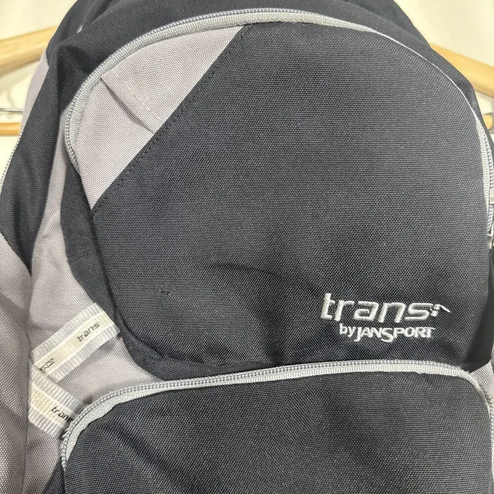 Vintage Y2K Jansport Trans Backpack Black Gray School Laptop Bag 2000s